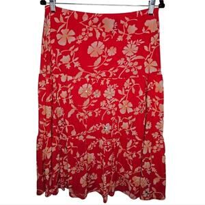 New York Company Embellished Floral Tiered Elastc Waisted Skirt Medium